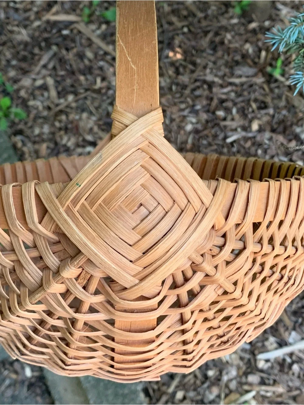 Splint Oak Basket Vintage Primitive Gathering Farmhouse Farm Split